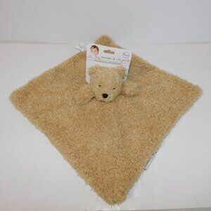 Blankets & Beyond Tan Fuzzy Bear Plush Security Blanket Baby Lovey Nunu NEW